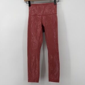 Lululemon Wunder‎ Under High-Rise Crop 23" Shine Cranberry Pink Women 2 Legging